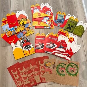 McDonald kid meal boxes and KFC paper bags (variety styles)